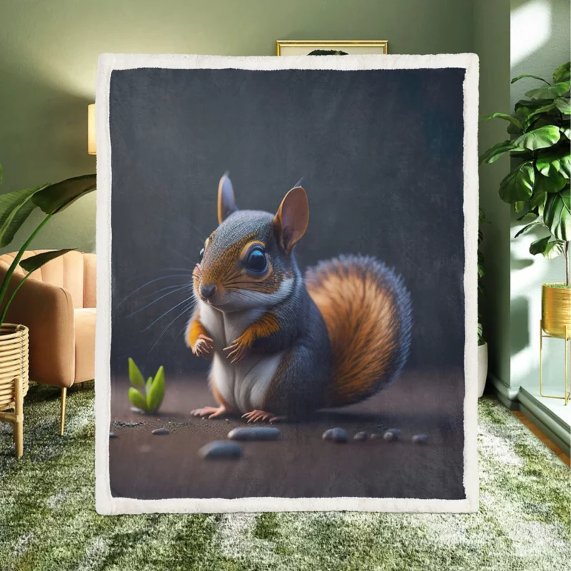 Squirrel with Bushy Tail by Rocky Outcrop Sherpa Fleece Blanket