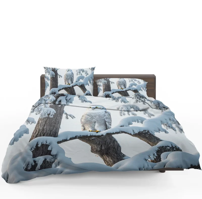 Stealthy Snowy Owl on Branch Bedding Set 1