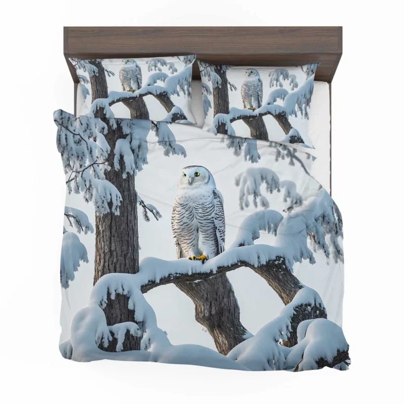 Stealthy Snowy Owl on Branch Bedding Set 2