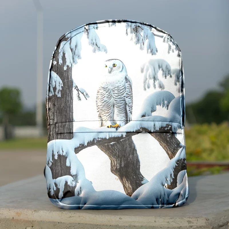 Stealthy Snowy Owl on Branch Minimalist Backpack