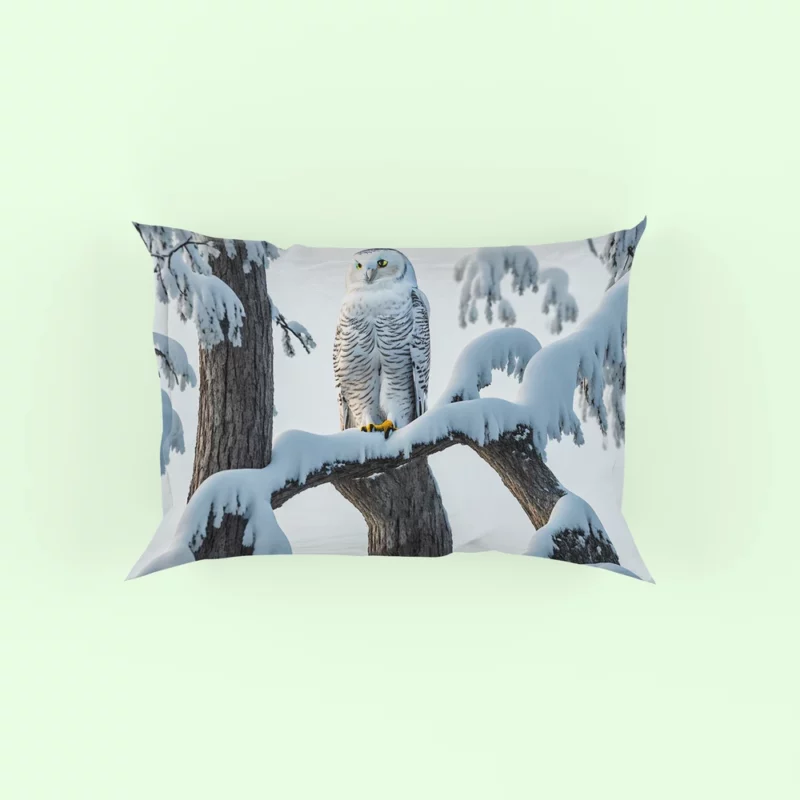 Stealthy Snowy Owl on Branch Pillow Case