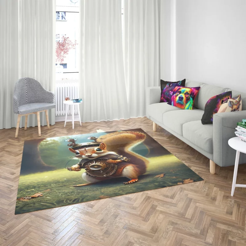 Steampunk Squirrel Fantasy Rug 2