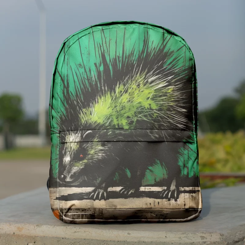 Steampunk-Styled Green Porcupine Painting Minimalist Backpack