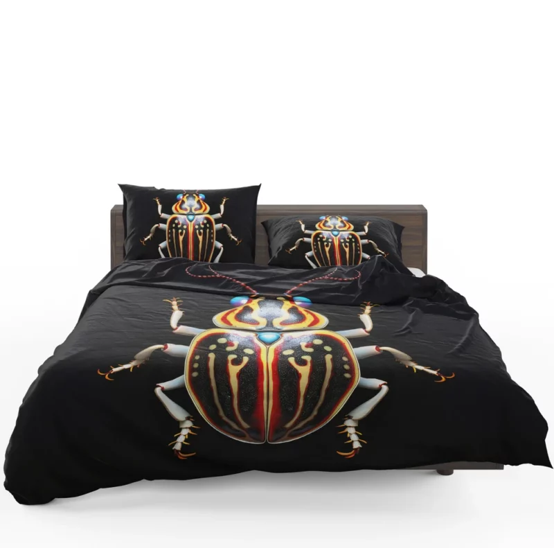 Striped Beetle on Black Background Bedding Set 1