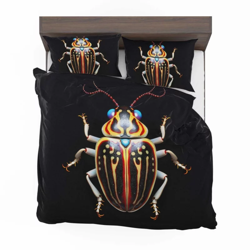 Striped Beetle on Black Background Bedding Set 2