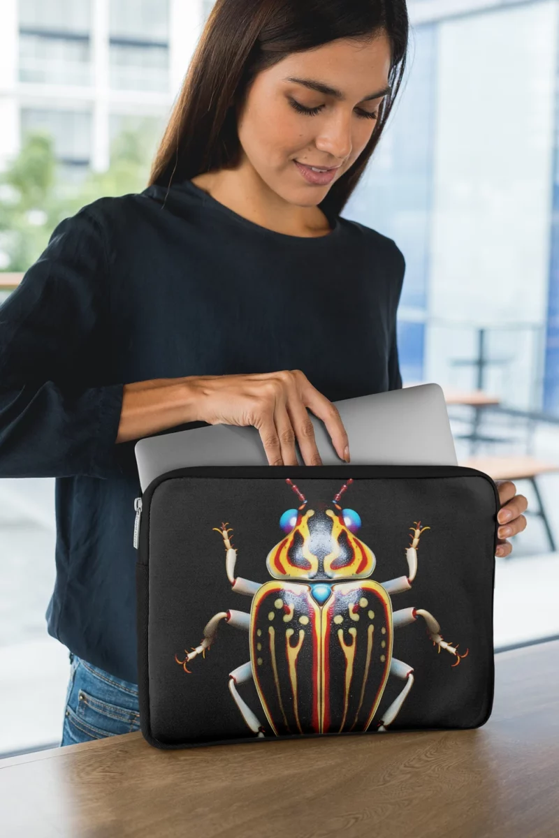 Striped Beetle on Black Background Laptop Sleeve 1