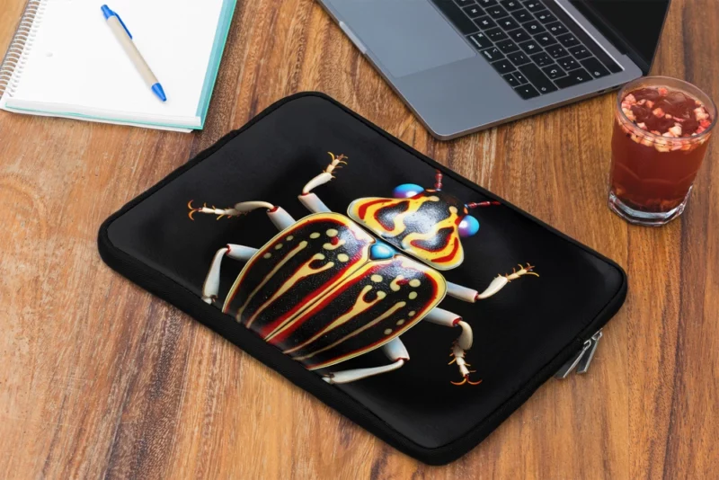 Striped Beetle on Black Background Laptop Sleeve 2