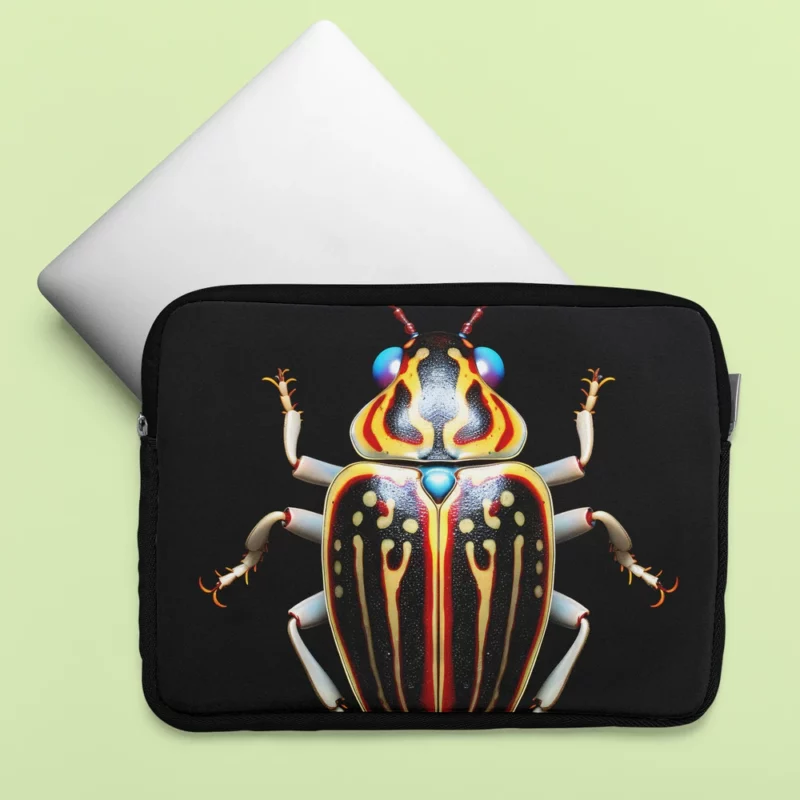 Striped Beetle on Black Background Laptop Sleeve