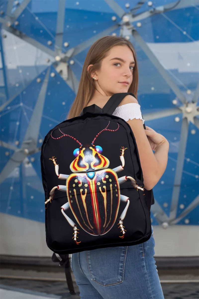 Striped Beetle on Black Background Minimalist Backpack 2