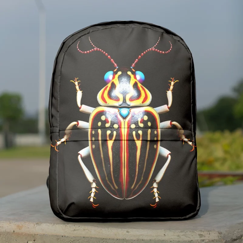 Striped Beetle on Black Background Minimalist Backpack