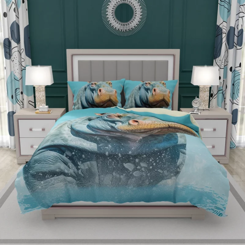 Strong Blue Hippo Bedding Set 2