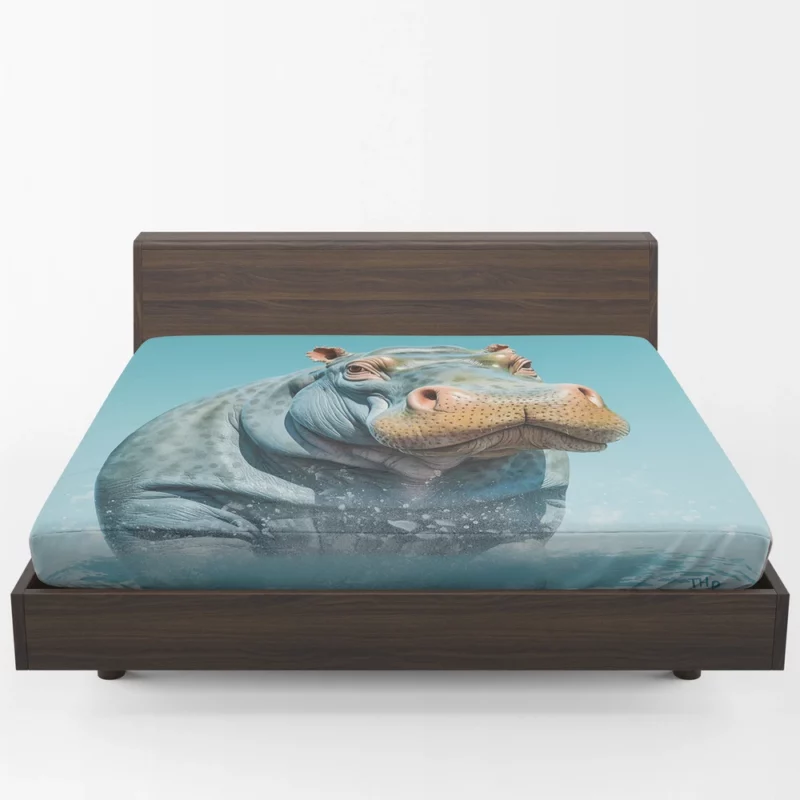 Strong Blue Hippo Fitted Sheet 1