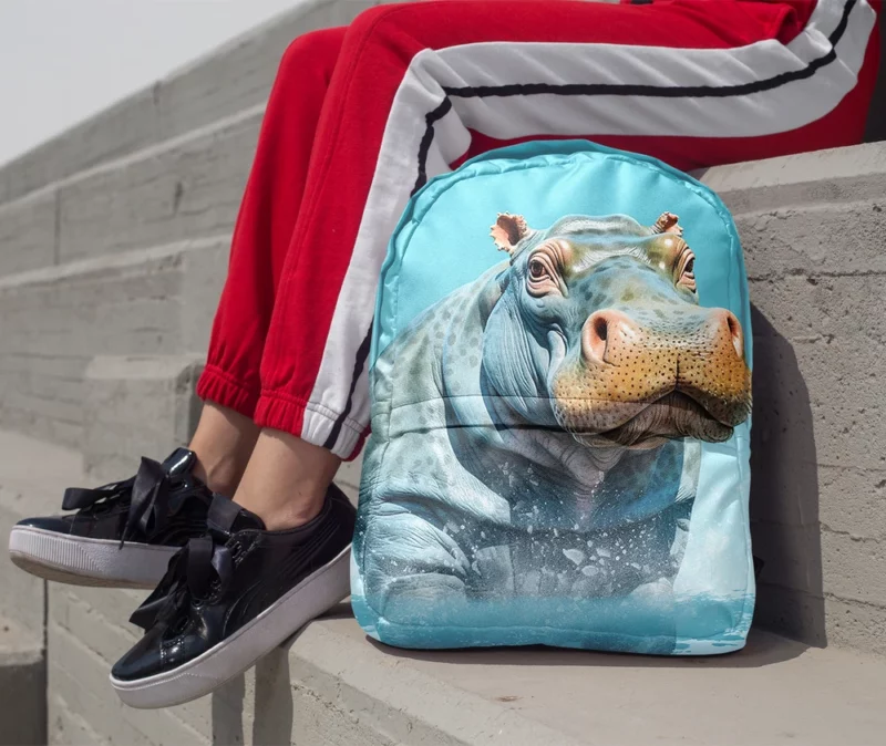 Strong Blue Hippo Minimalist Backpack 1