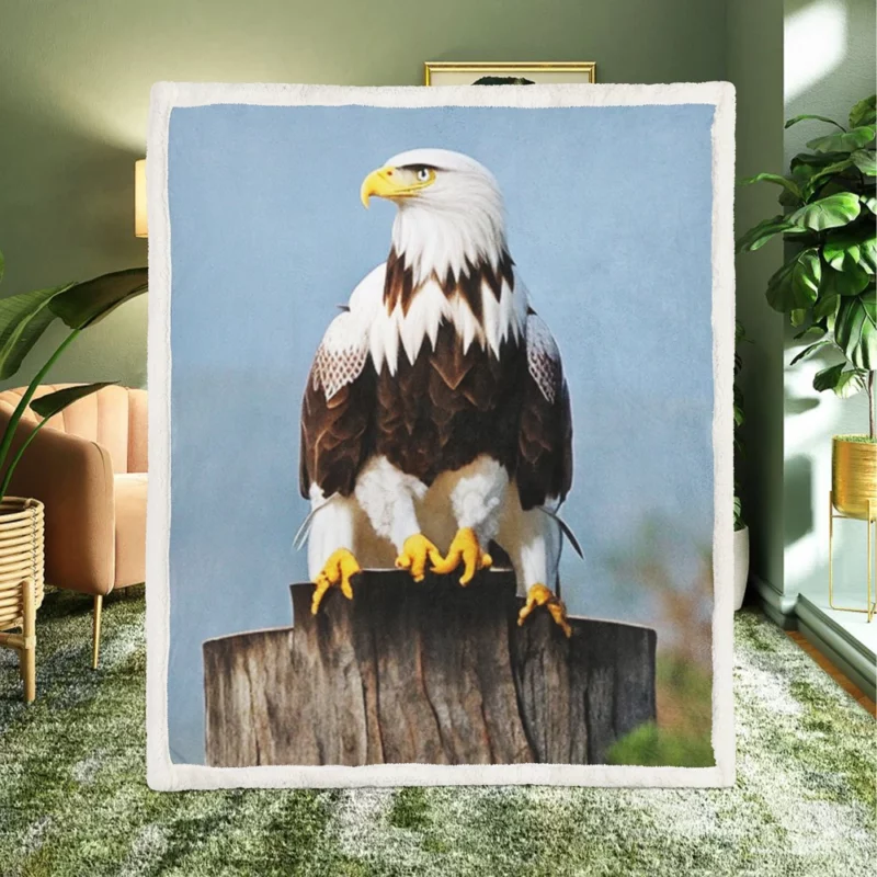 Stylish Eagle With Glasses Sherpa Fleece Blanket