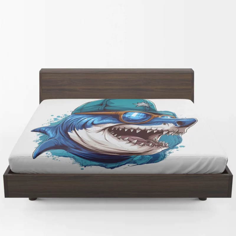 Stylish Shark in Hat and Sunglasses Fitted Sheet 1