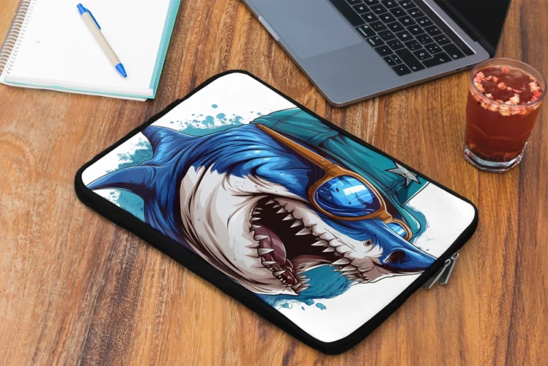 Stylish Shark in Hat and Sunglasses Laptop Sleeve 2