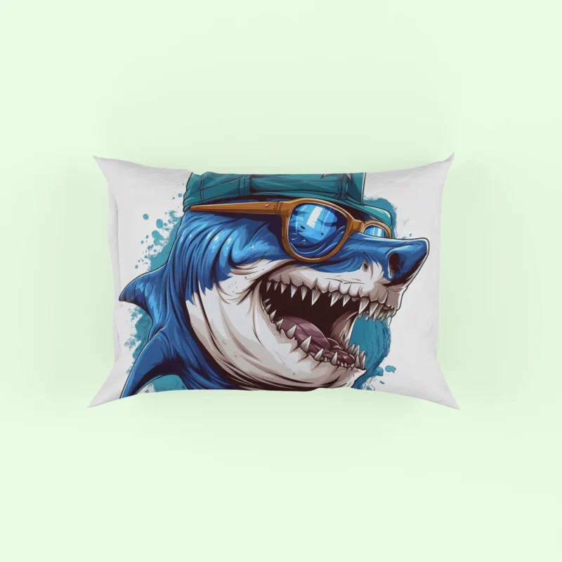 Stylish Shark in Hat and Sunglasses Pillow Case