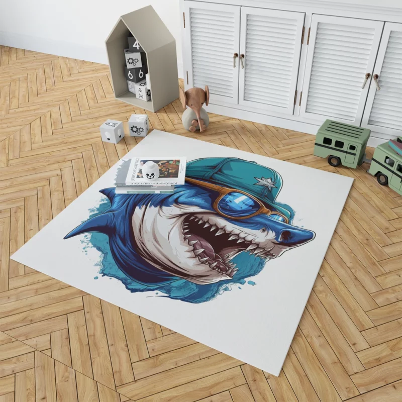 Stylish Shark in Hat and Sunglasses Rug 1