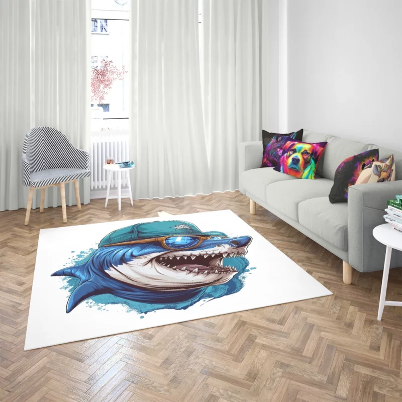 Stylish Shark in Hat and Sunglasses Rug 2