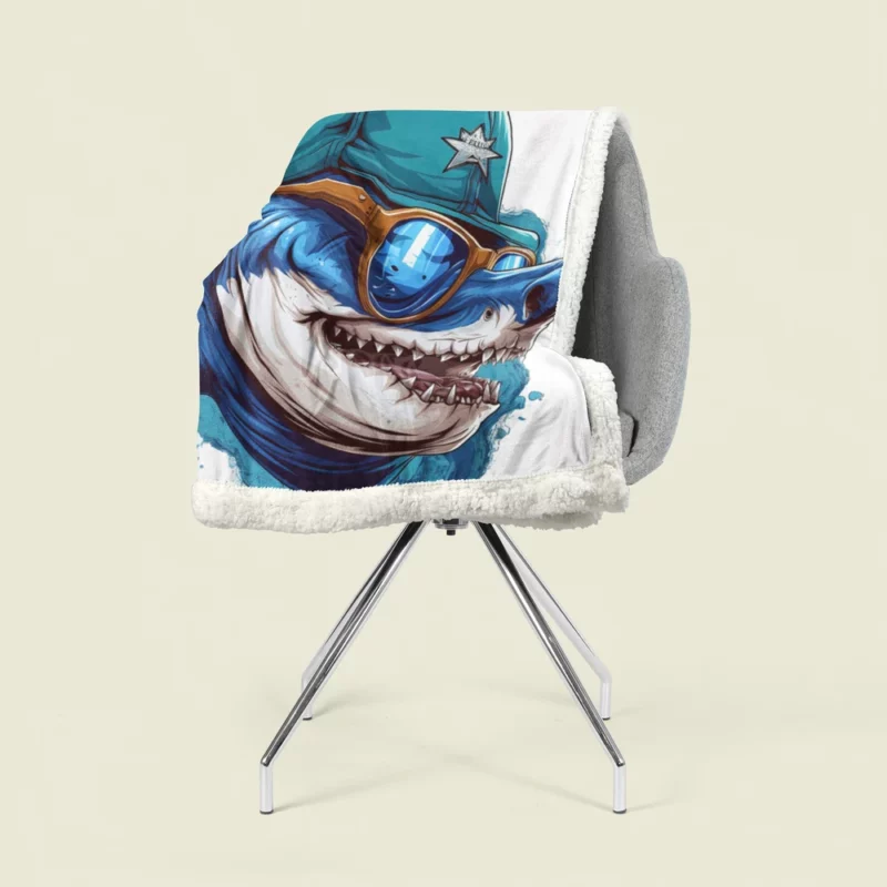 Stylish Shark in Hat and Sunglasses Sherpa Fleece Blanket 1