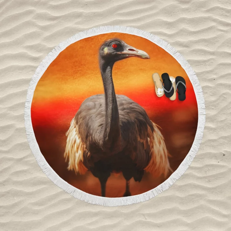 Sudan National Bird Round Beach Towel