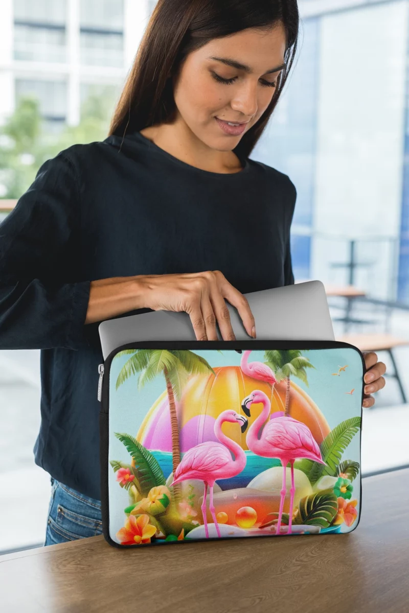 Summer Flamingos Illustration Laptop Sleeve 1