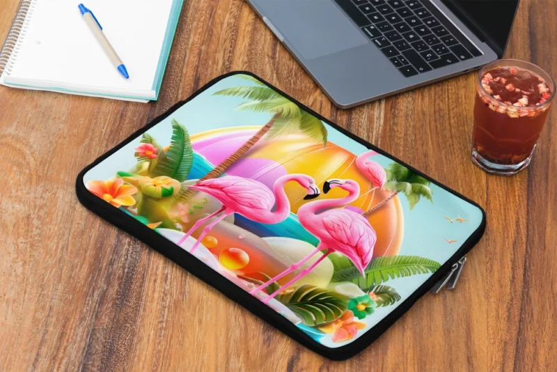 Summer Flamingos Illustration Laptop Sleeve 2