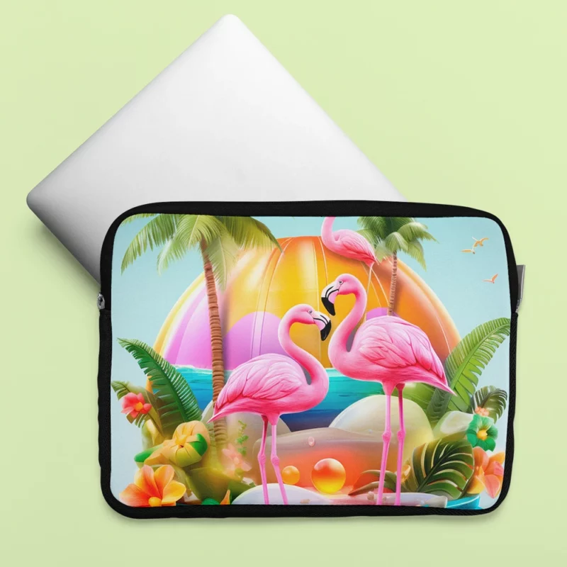 Summer Flamingos Illustration Laptop Sleeve