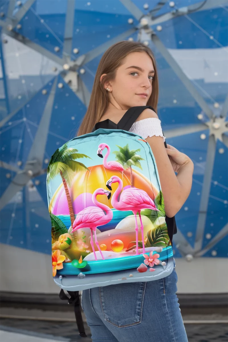 Summer Flamingos Illustration Minimalist Backpack 2