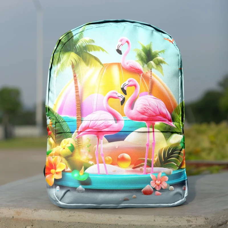 Summer Flamingos Illustration Minimalist Backpack