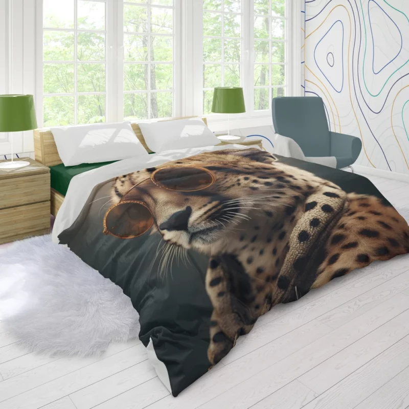 Sunglasses Cheetah Illustration Duvet Cover