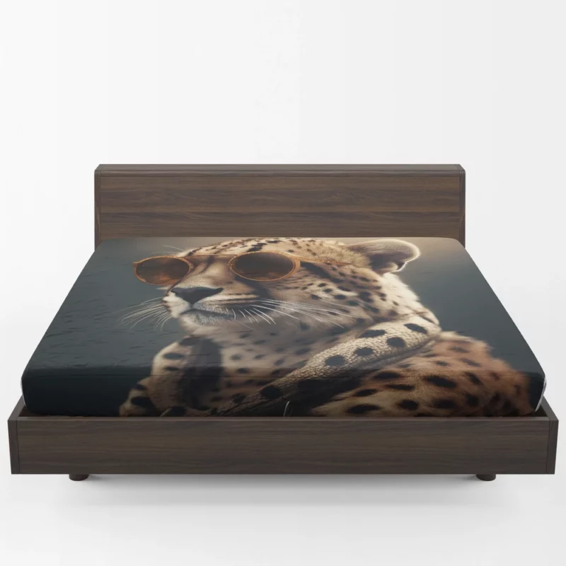 Sunglasses Cheetah Illustration Fitted Sheet 1