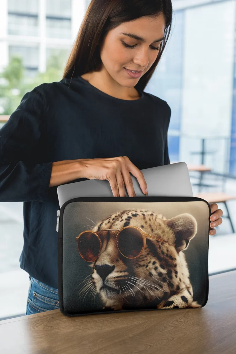 Sunglasses Cheetah Illustration Laptop Sleeve 1