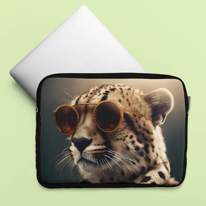 Sunglasses Cheetah Illustration Laptop Sleeve