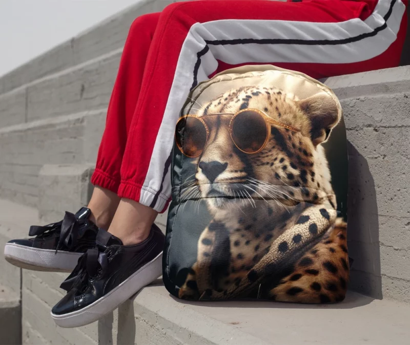 Sunglasses Cheetah Illustration Minimalist Backpack 1