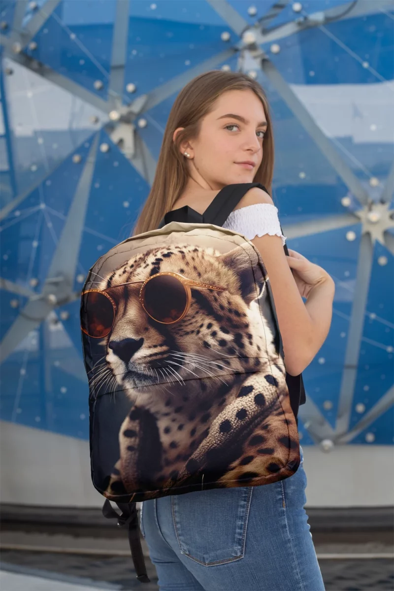 Sunglasses Cheetah Illustration Minimalist Backpack 2