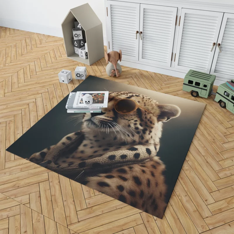 Sunglasses Cheetah Illustration Rug 1