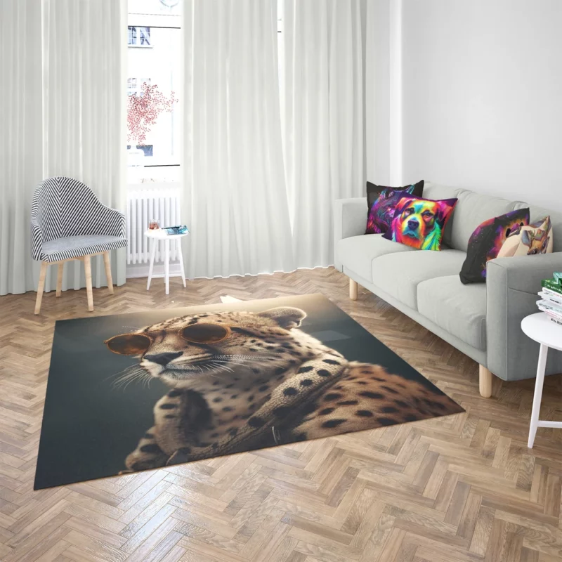 Sunglasses Cheetah Illustration Rug 2