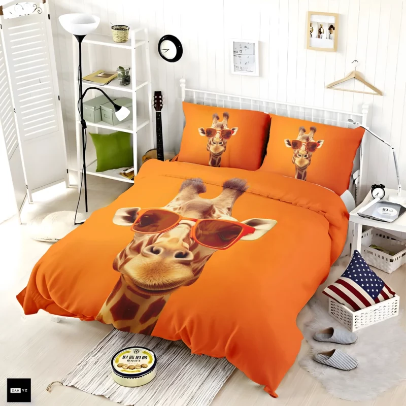 Sunglasses Giraffe Portrait Bedding Set