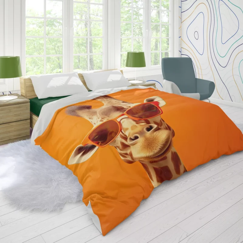 Sunglasses Giraffe Portrait Duvet Cover