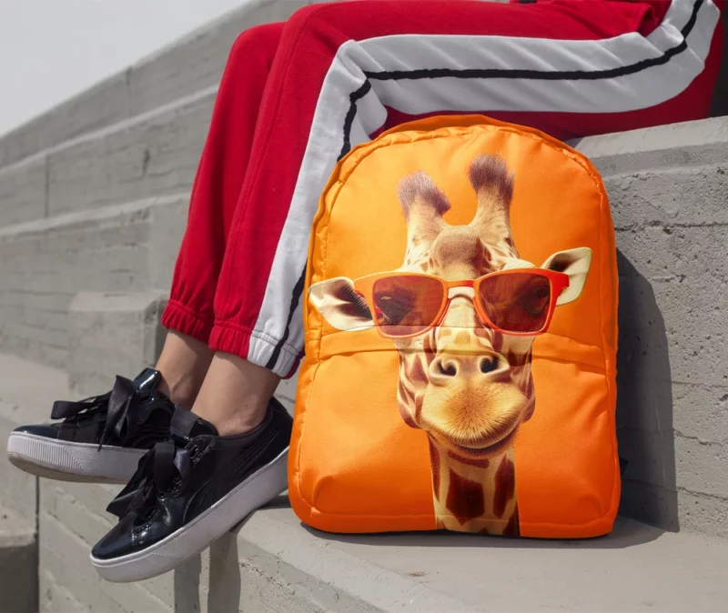 Sunglasses Giraffe Portrait Minimalist Backpack 1