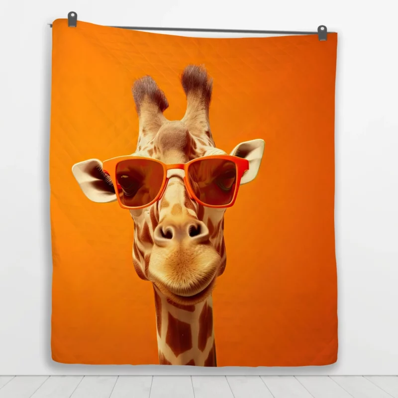 Sunglasses Giraffe Portrait Quilt Blanket 1