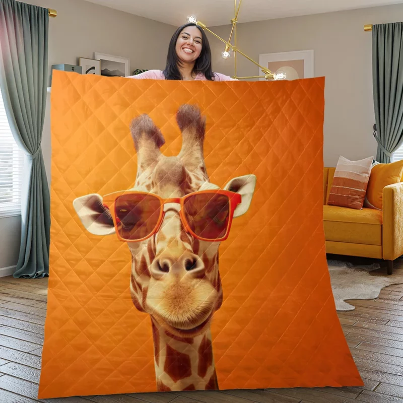 Sunglasses Giraffe Portrait Quilt Blanket