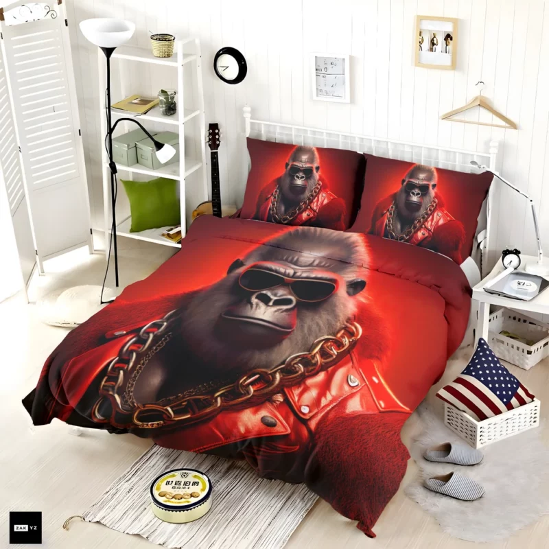 Sunglasses Gorilla Portrait Bedding Set