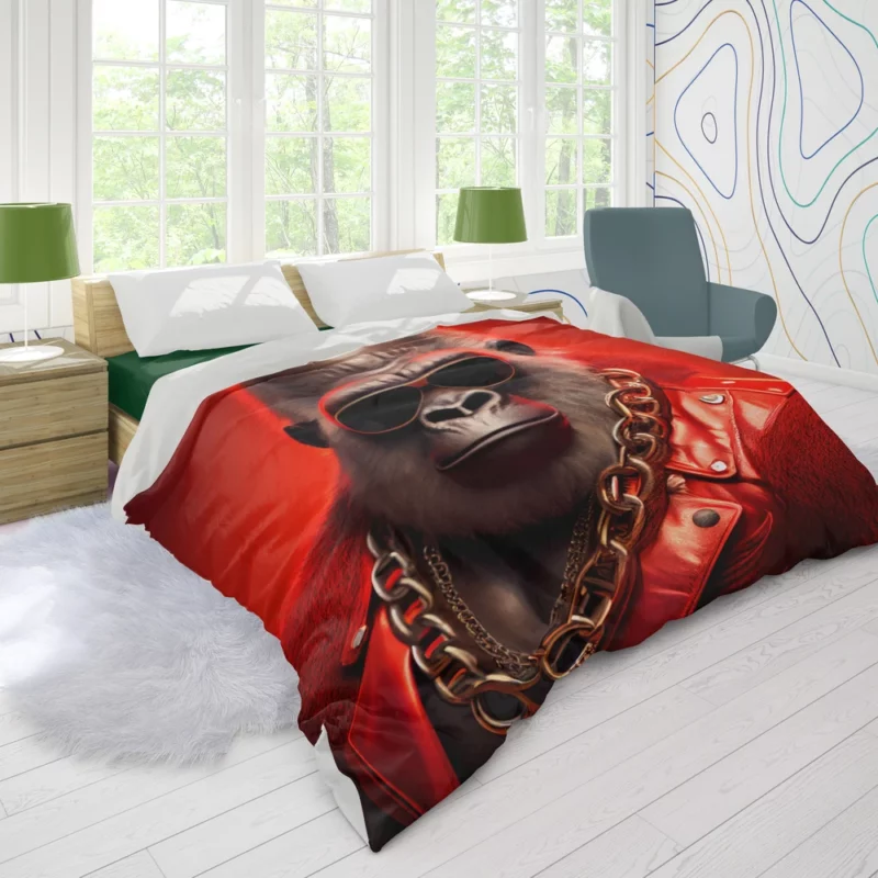 Sunglasses Gorilla Portrait Duvet Cover