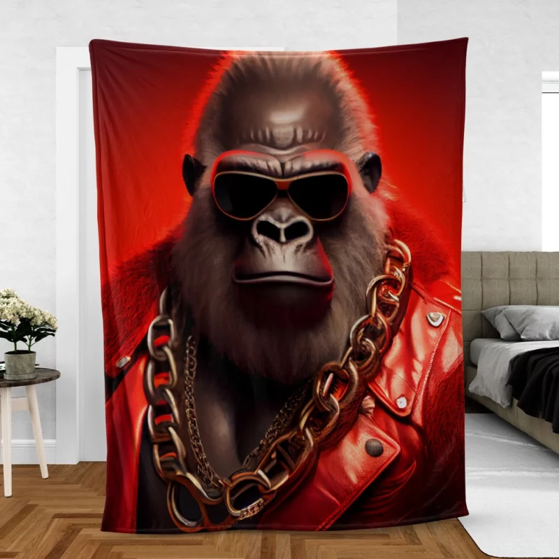 Sunglasses Gorilla Portrait Fleece Blanket