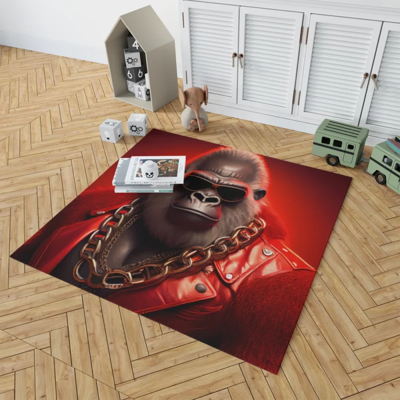 Sunglasses Gorilla Portrait Rug 1