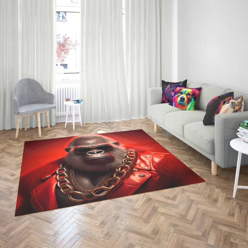 Sunglasses Gorilla Portrait Rug 2