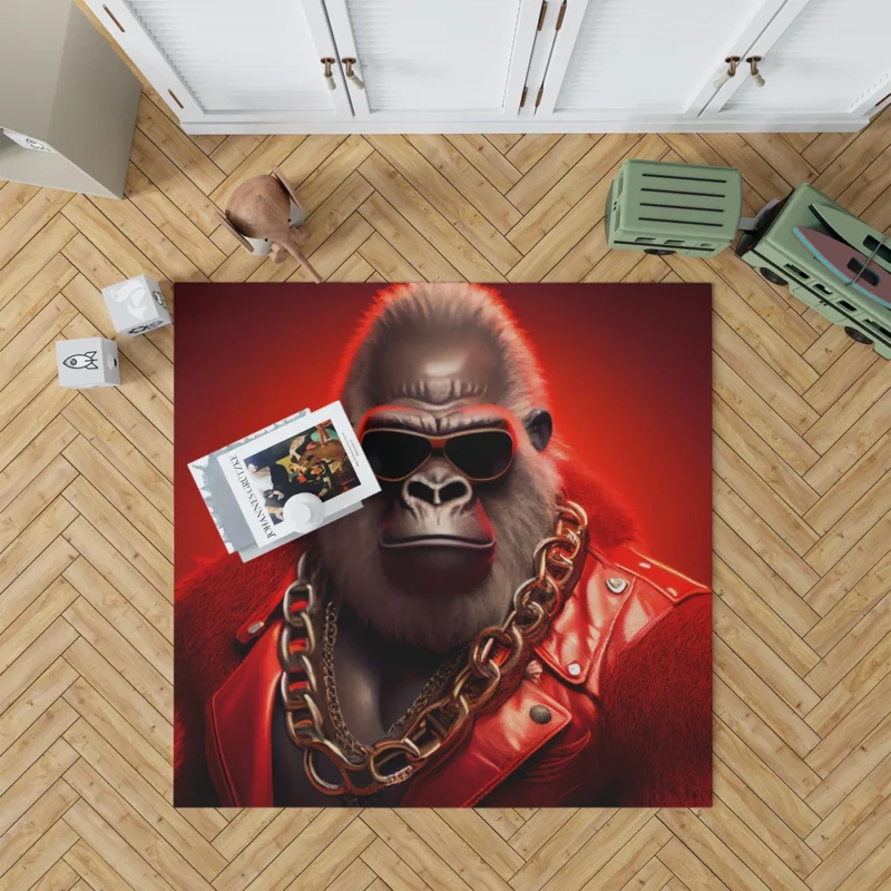 Sunglasses Gorilla Portrait Rug