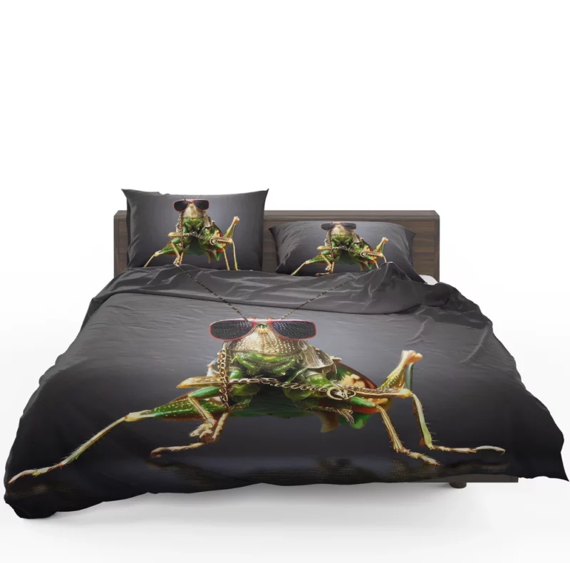 Sunglasses Wearing Grasshopper Bedding Set 1